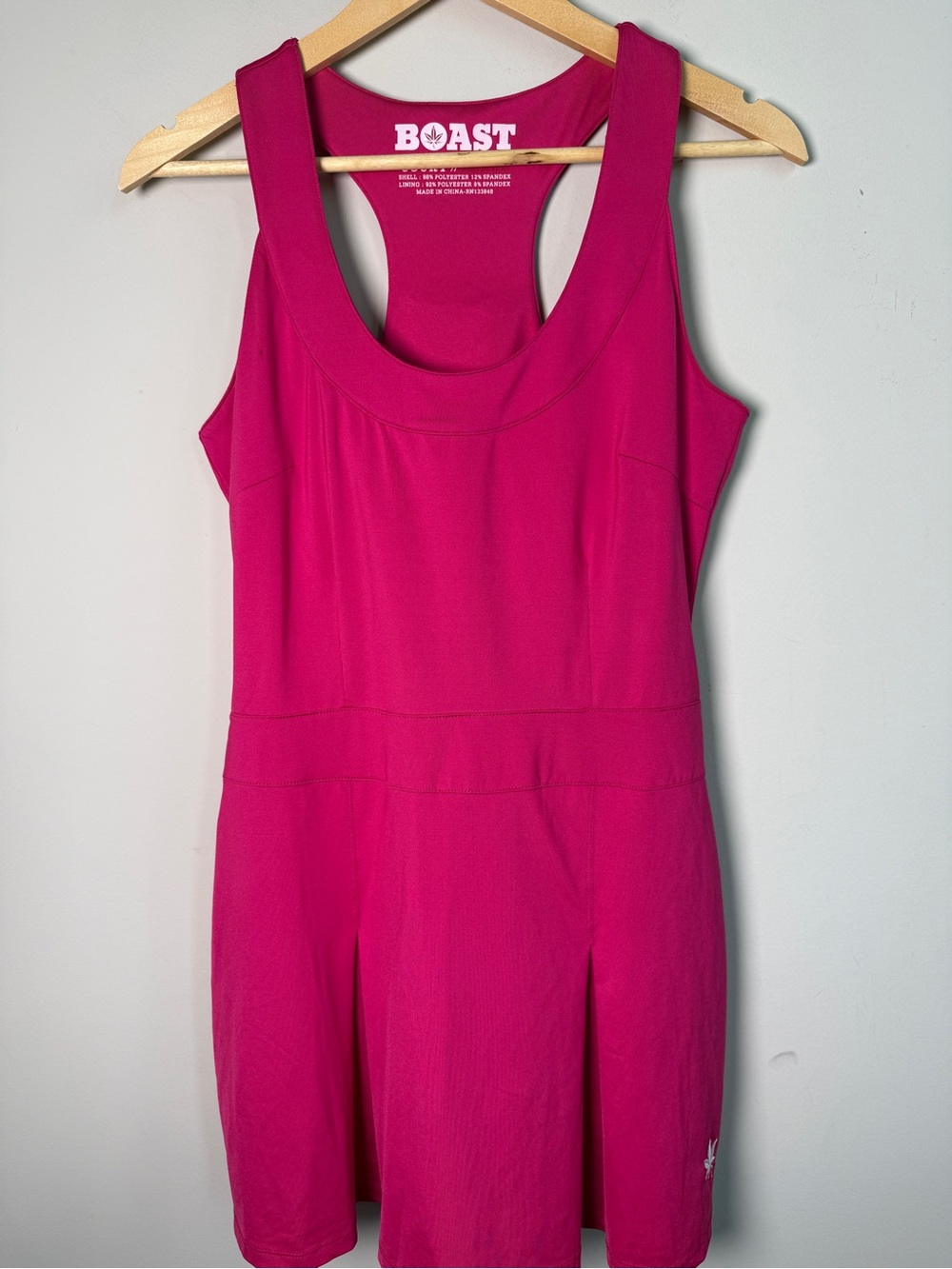 Boast Court Tennis Dress Pleated Racerback Magenta Pink Built In Bra Sz L